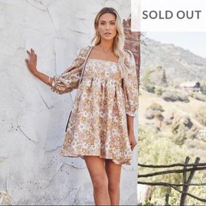 BRAND NEW APRICOT FLORAL HIGH SHEEN BABYDOLL DRESS